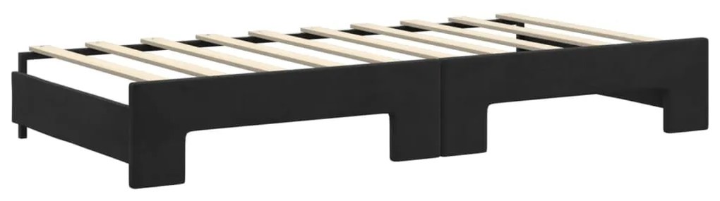 vidaXL Καναπές Κρεβάτι Συρόμενος Μαύρο 90x190 εκ. Βελούδο &amp; Συρτάρια