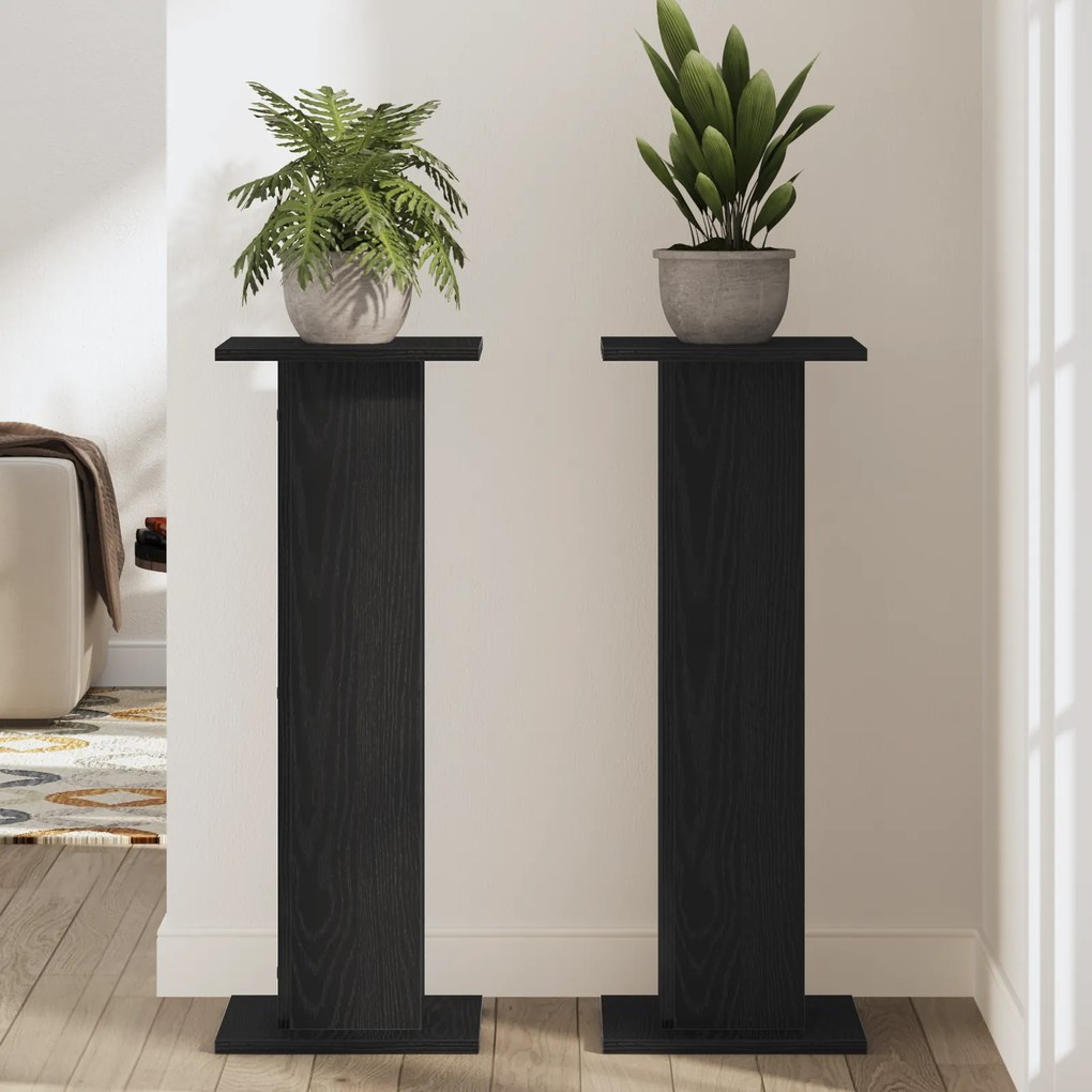 vidaXL Στήριγμα Φυτών 2 τεμ Μαύρη Δρυς 30x30x80 εκ Επεξεργασμένο Ξύλο