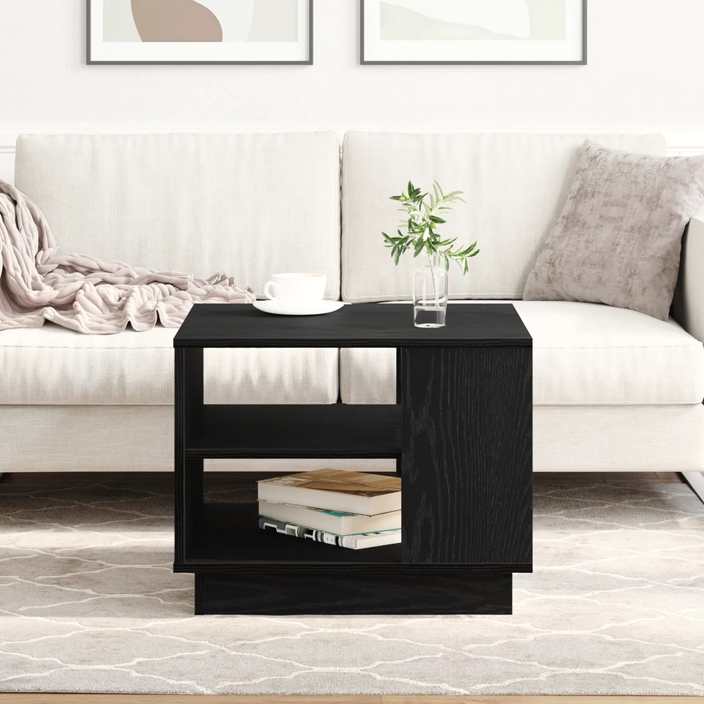 vidaXL Μαύρο Οξιά Καφέ Τραπέζι 55x55x42 εκ. Κατασκευασμένο από Επεξεργασμένο Ξύλο