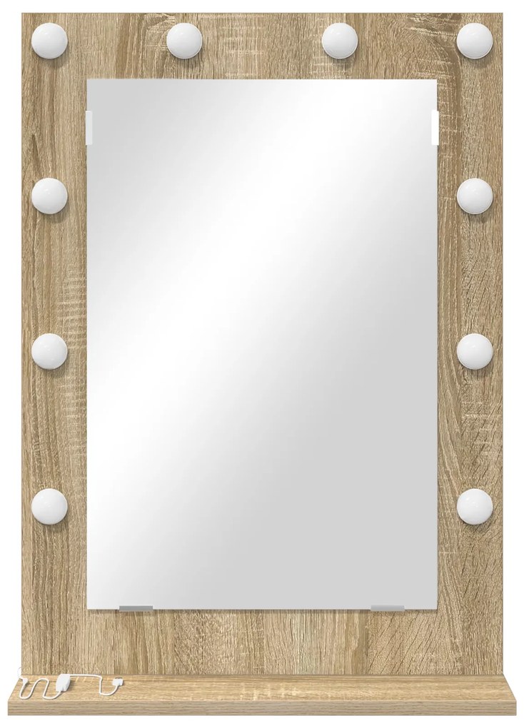 vidaXL Καθρέφτης Τουαλέτας Sonoma oak MDF, Γυαλί 70 x 50 x 18 cm