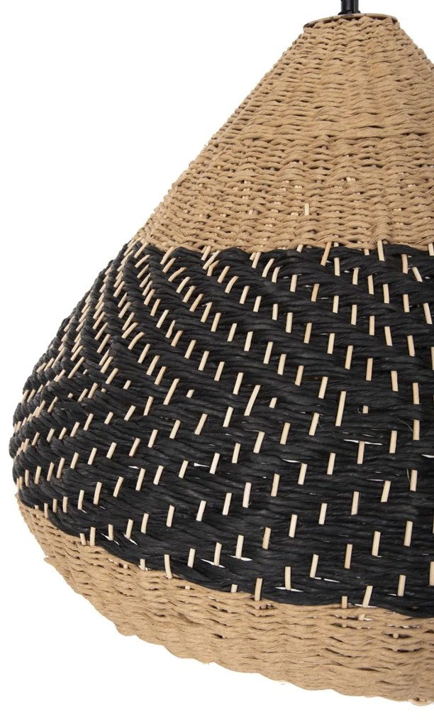 Φωτιστικό Οροφής Κρεμαστό Φυσικό Rattan-Paper Rope-Φυσικό&amp;Μαύρο Φ54x42-145Υεκ.