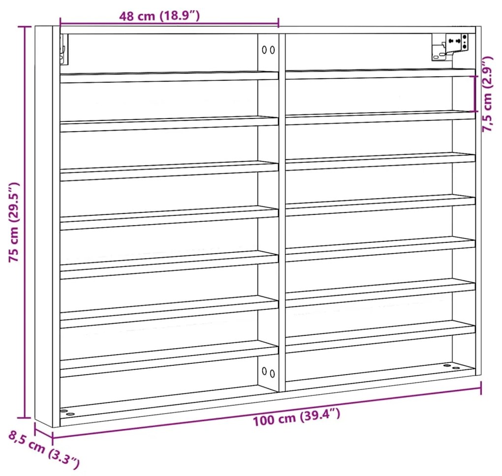 ΒΙΤΡΙΝΑ ΓΚΡΙ SONOMA 100X8,5X75 ΕΚ. ΑΠΟ ΕΠΕΞΕΡΓΑΣΜΕΝΟ ΞΥΛΟ 847938