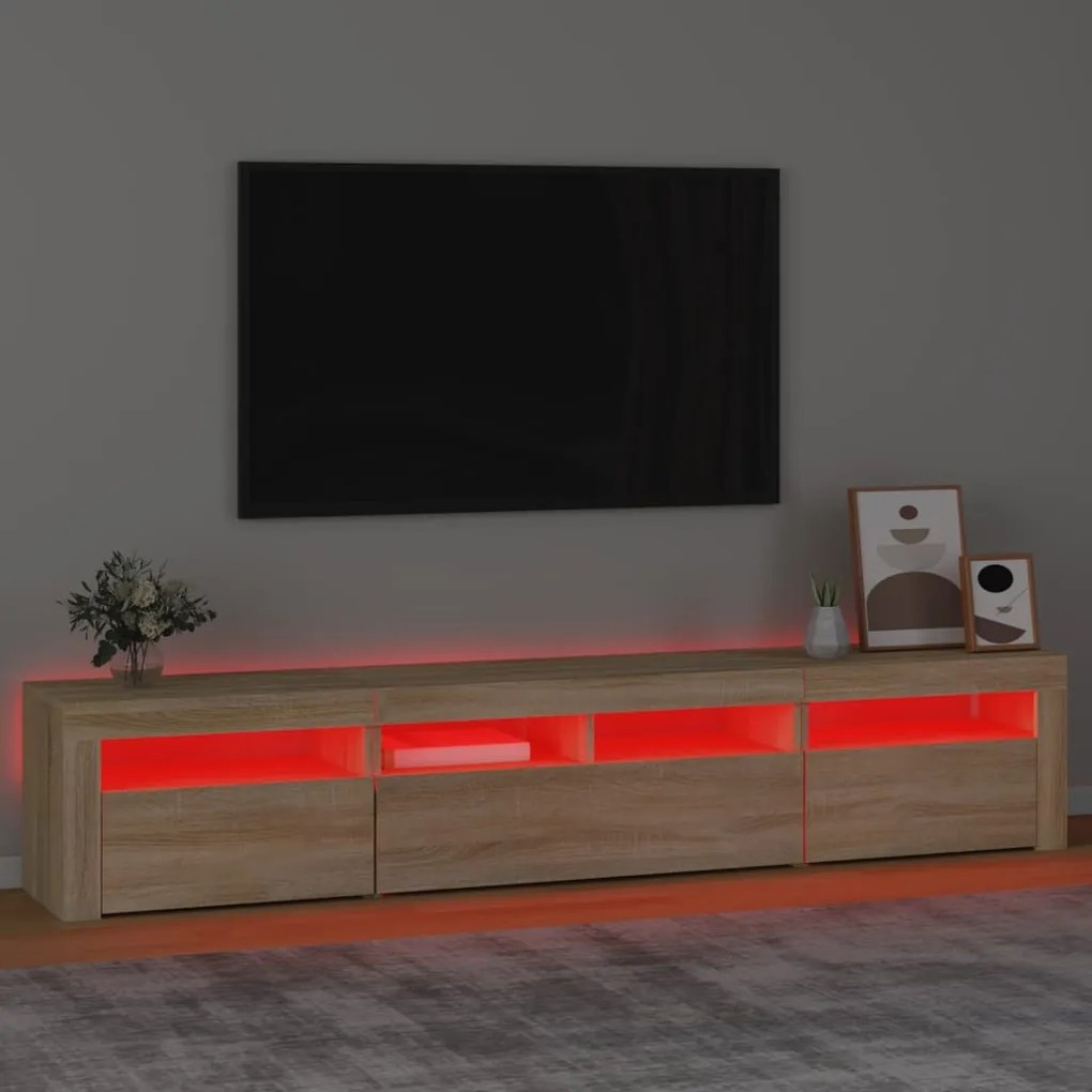 vidaXL Έπιπλο Τηλεόρασης με LED Sonoma Δρυς 210x35x40 εκ.