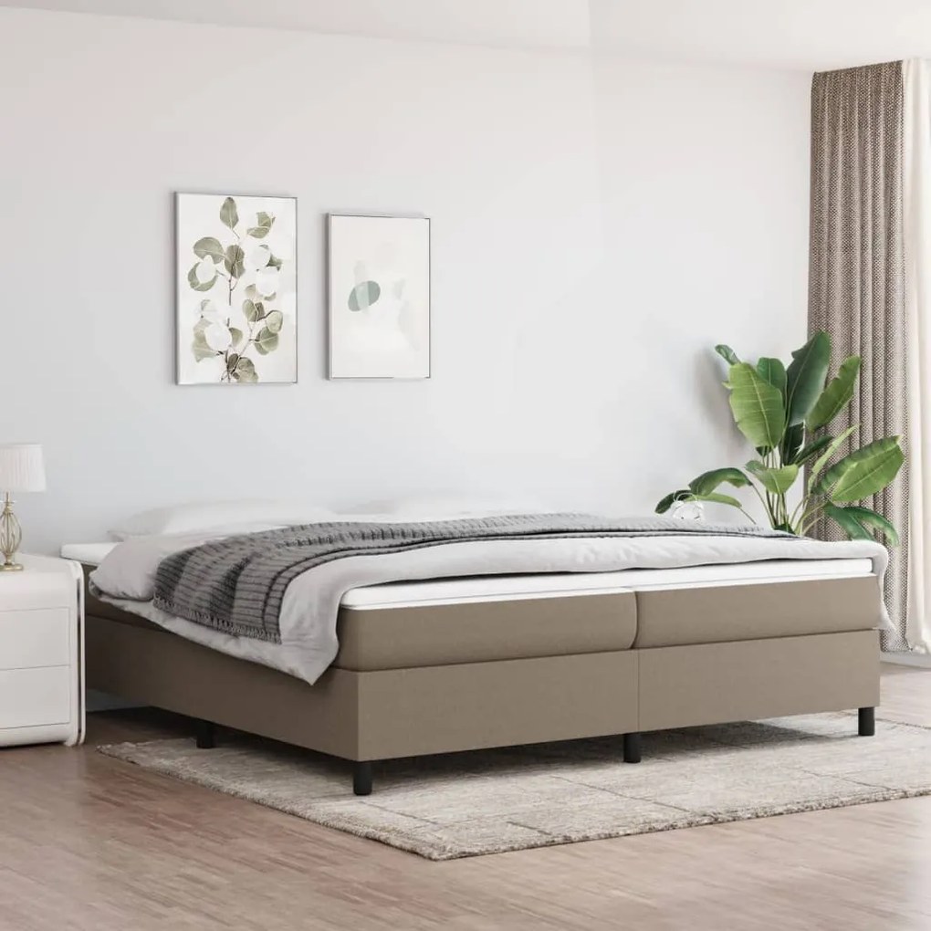 Κρεβάτι Boxspring με Στρώμα Taupe 200x200 εκ. Υφασμάτινο