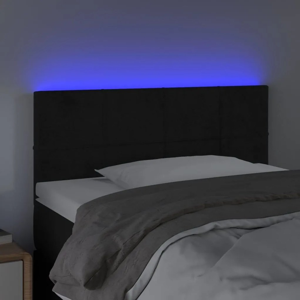 Κεφαλάρι Κρεβατιού LED Μαύρο 90x5x78/88 εκ. Βελούδινο - Μαύρο