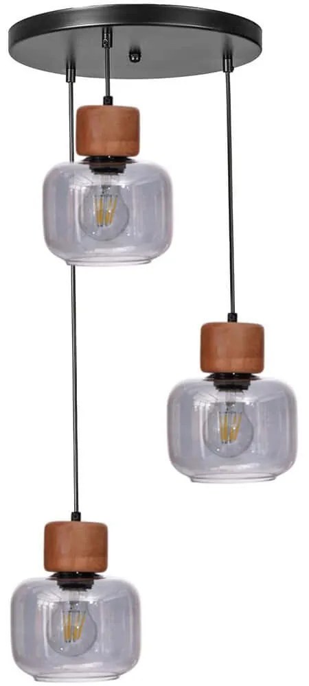 Φωτιστικό Οροφής 534LUN6195 Φ30x80cm 3xE27 40W Black-Oak Opviq