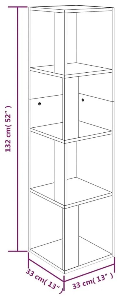 Γωνιακό Έπιπλο Καπνιστή δρυς 33x33x132 εκ. από Επεξεργ. Ξύλο - Καφέ