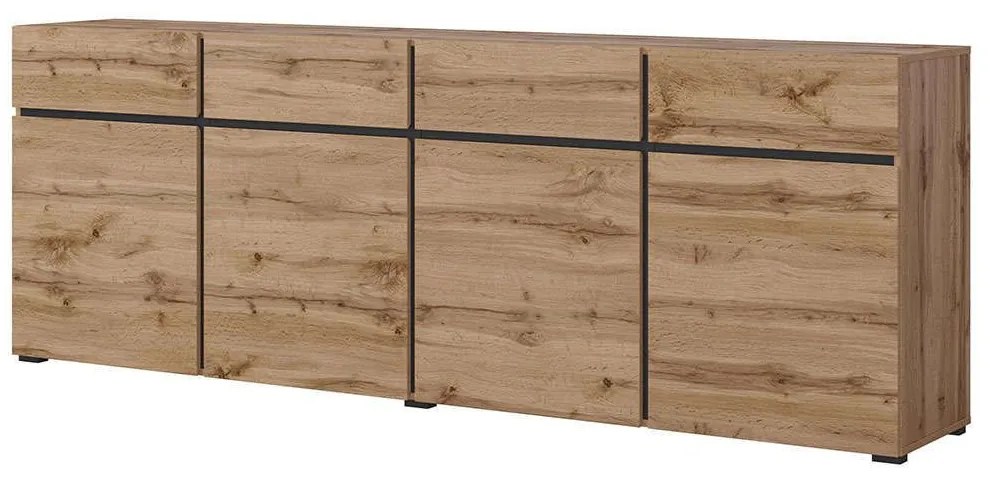 Μπουφές Orwell I 162693279 225x40x78cm Oak-Black Μοριοσανίδα