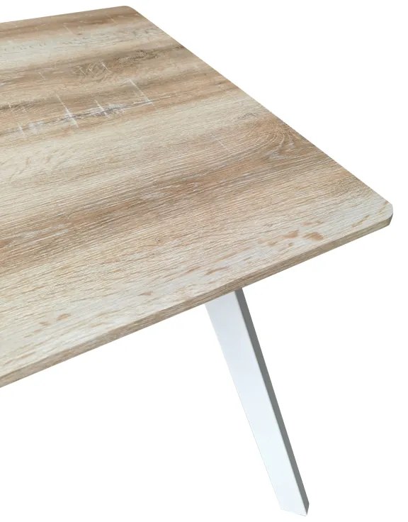 Τραπέζι Squaro pakoworld sonoma mdf με λευκά μεταλλικά πόδια 80x80x75εκ