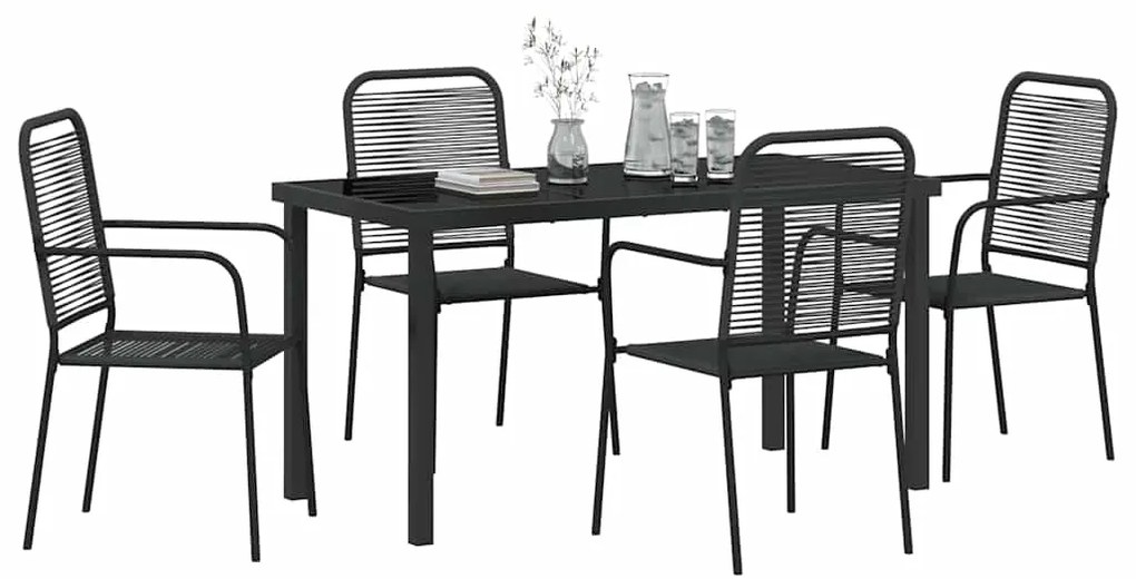 vidaXL Σέτ φαγητού για κήπο 5 pcs Μαύρο