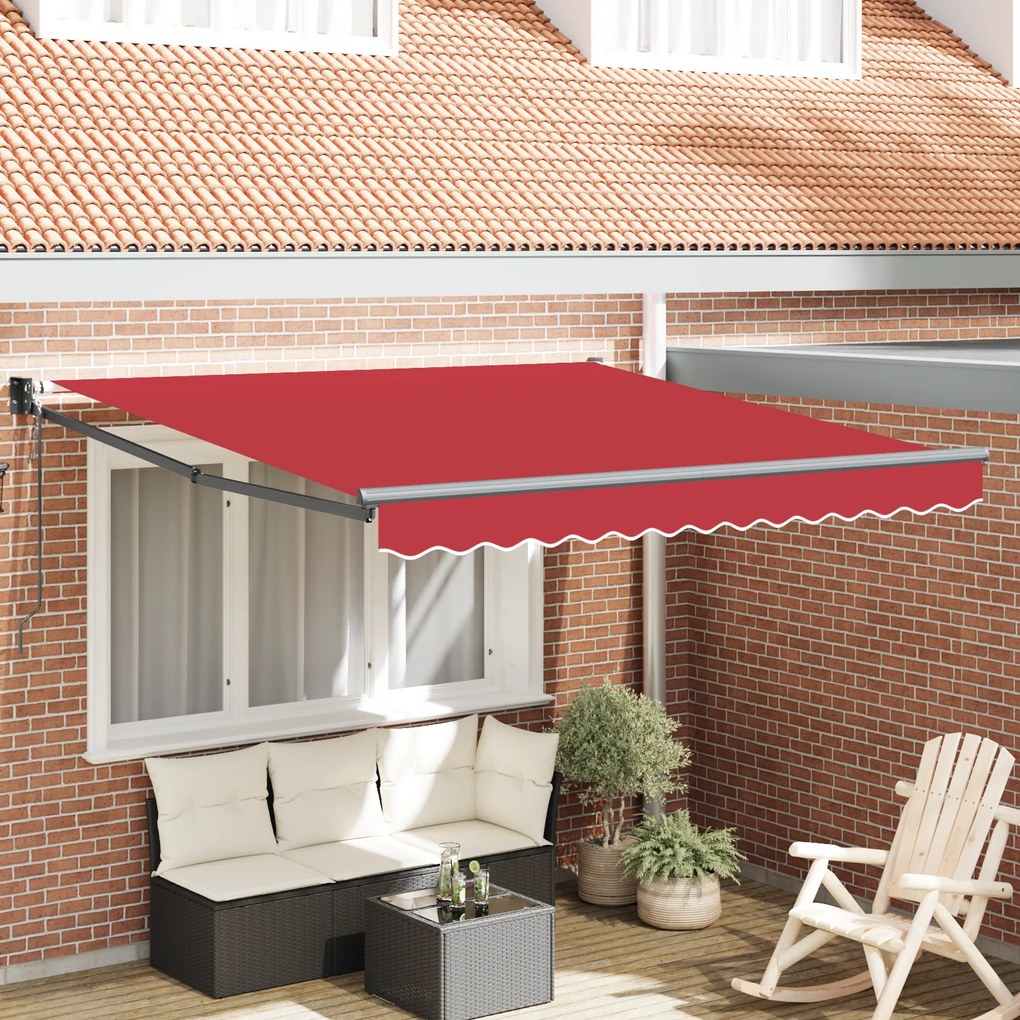 vidaXL Αυτόματη Ανασυρόμενη Τέντα Κόκκινη 300x250 cm