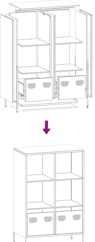 Ντουλάπι Μαύρο 68x39x103,5 εκ. από Χάλυβα - Μαύρο