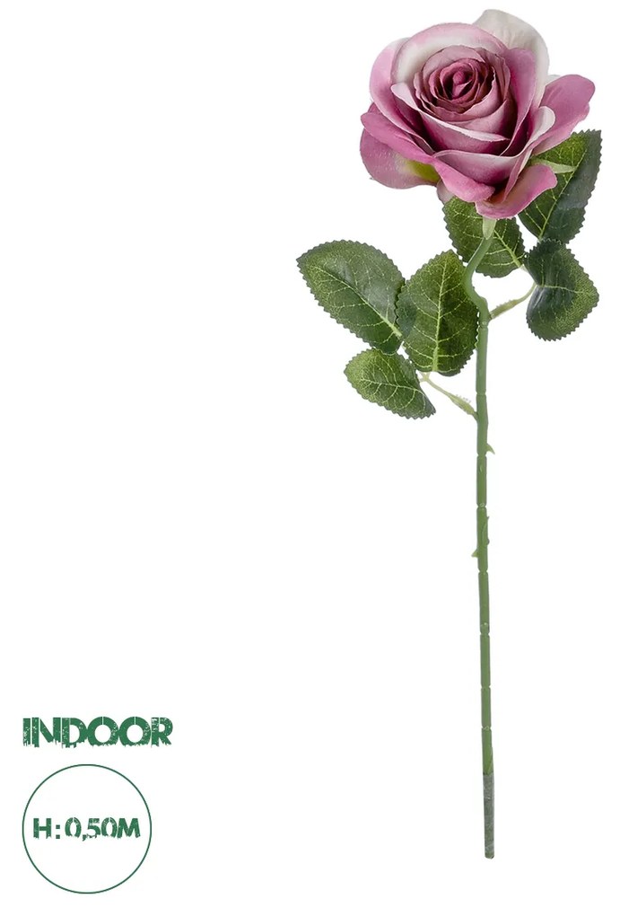 GloboStar® Artificial Garden  PINK ROSE BRANCH 21136 Τεχνητό Διακοσμητικό Κλαδί ΡοζΤριαντάφυλλο Y50cm