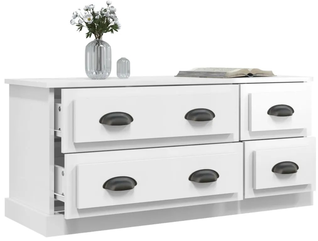 vidaXL Έπιπλο Τηλεόρασης Γυαλ. Λευκό 100x35,5x45εκ. Επεξεργασμένο Ξύλο