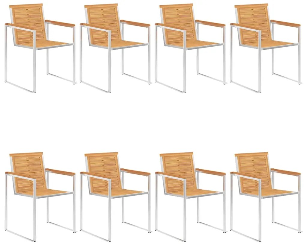 vidaXL Καρέκλες Κήπου 8 τεμάχια από Μασίφ Ξύλο Teak με Μαξιλάρια