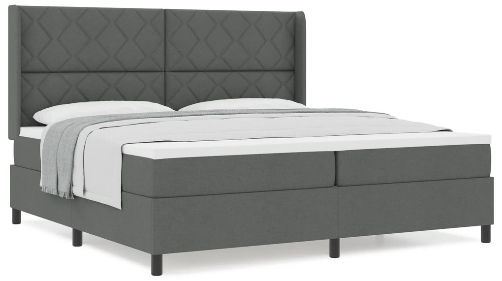 vidaXL Κρεβάτι box spring με στρώμα Σκοτεινό Γκρι 200x200 εκ. Υφασμα