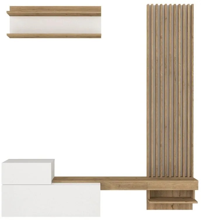 Σύνθεση τηλεόρασης Dumont Megapap χρώμα λευκό - sepet oak 180x36,8x200εκ.