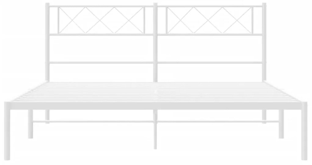 vidaXL Πλαίσιο Κρεβατιού με Κεφαλάρι Λευκό 120x190 εκ. Μεταλλικό