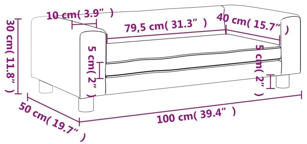 Καναπές Παιδικός με Υποπόδιο Ροζ 100x50x30 εκ. Βελούδινος - Ροζ