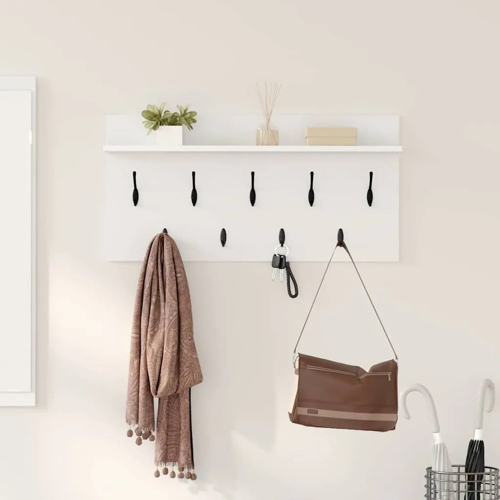 vidaXL Τοίχου Κρεμάστρα Λευκό 80 x 40 x 12 cm Επεξεργασμένο ξύλο