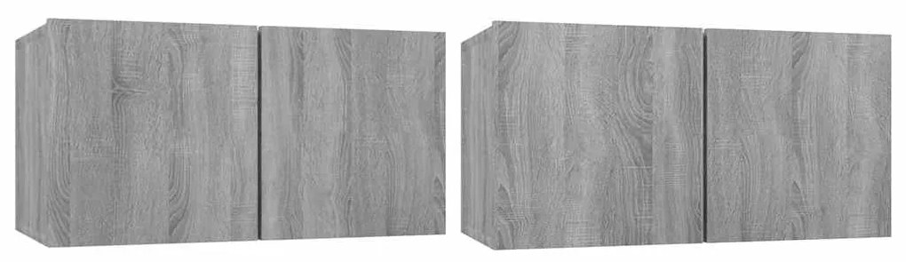 vidaXL Έπιπλα Τηλεόρασης Κρεμαστά 2 τεμ. Γκρι 60x30x30 εκ. Επεξ. Ξύλο
