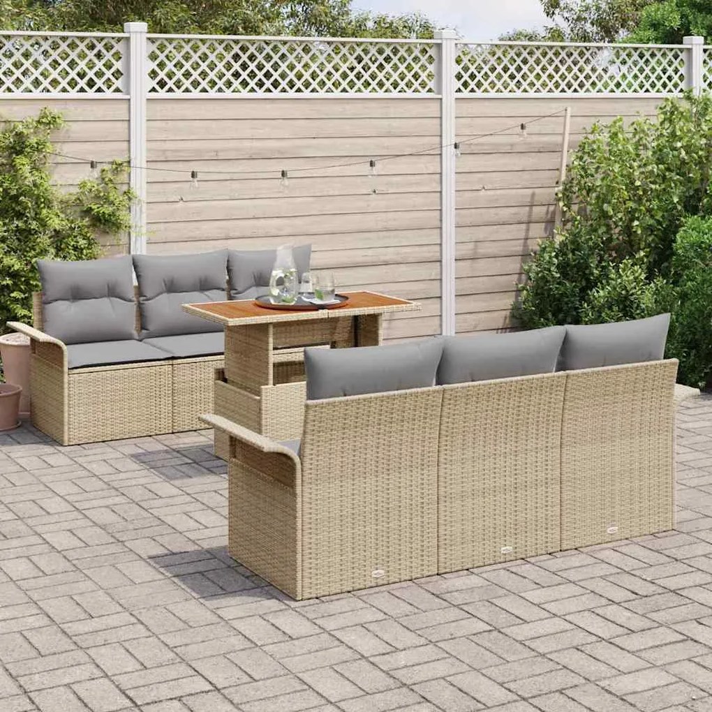 vidaXL Σετ Καναπέ Κήπου 7 pcs μπεζ και ανοιχτό γκρι 100 x 55 x 73 εκ