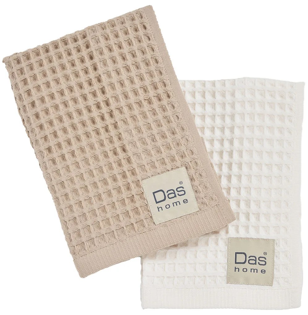 Ποτηρόπανα Πικέ (Σετ 2τμχ) Das Home Kitchen 0800 Ivory-Beige