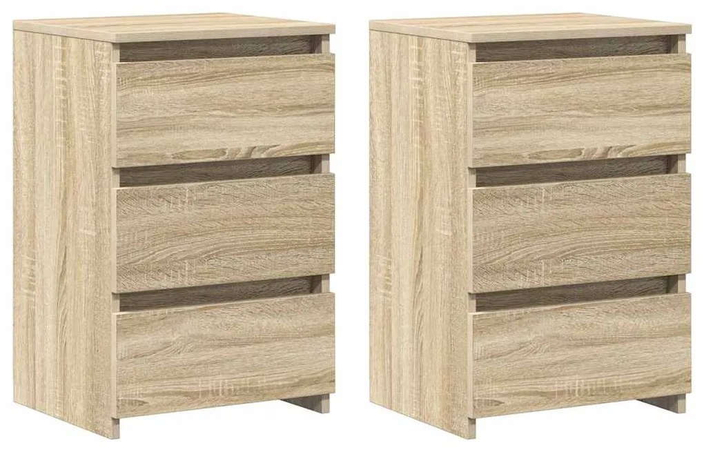 vidaXL Κομοδίνα 2 τεμ. Sonoma Δρυς 40 x 35 x 62,5 εκ. από Επεξ. Ξύλο