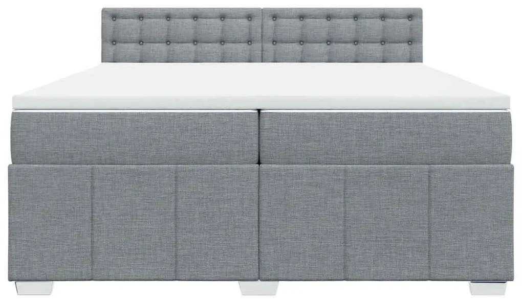 vidaXL Κρεβάτι Boxspring με Στρώμα Ανοιχτό Γκρι 200x200 εκ. Υφασμάτινο