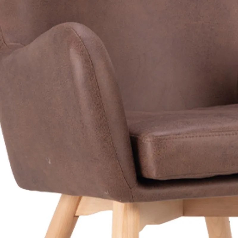 Πολυθρόνα Thetis Fylliana Καφέ Τεχνόδερμα με Ξύλινα πόδια 70x65x105 εκ. 70x65x105 εκ.