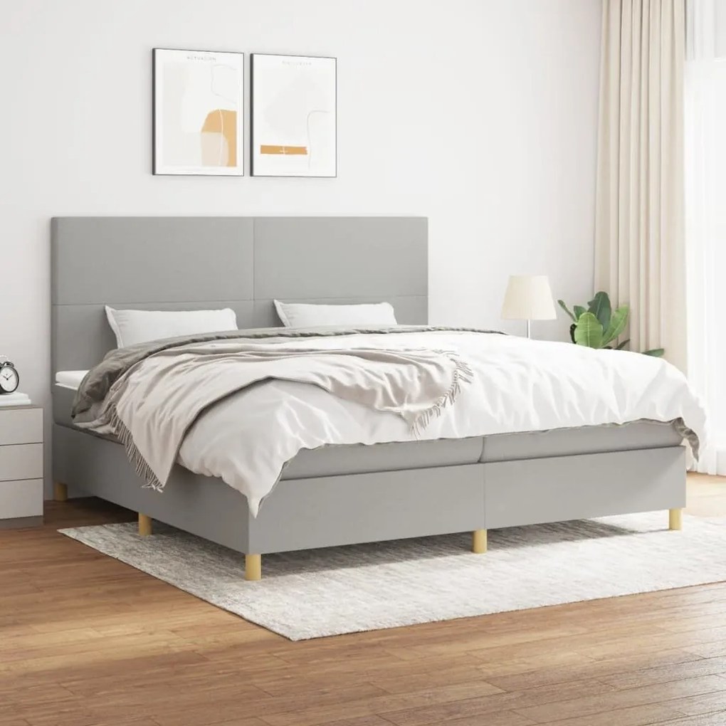 ΚΡΕΒΑΤΙ BOXSPRING ΜΕ ΣΤΡΩΜΑ ΑΝΟΙΧΤΟ ΓΚΡΙ 200X200 ΕΚ. ΥΦΑΣΜΑΤΙΝΟ 3142201