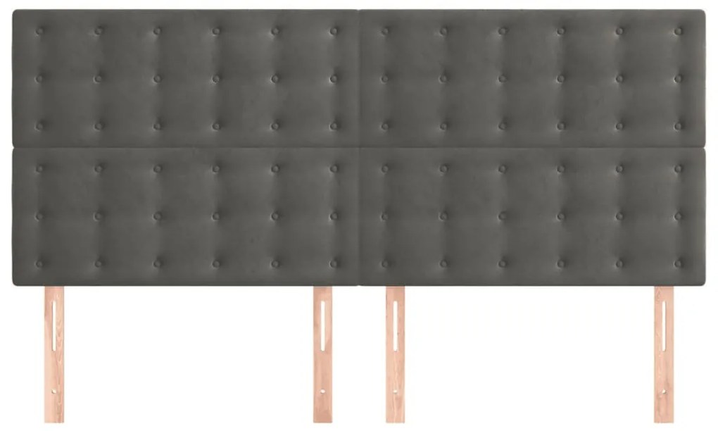 vidaXL Κεφαλάρια Κρεβατιού 4 τεμ.Σκούρο Γκρι 100x5x78/88 εκ. Βελούδινο