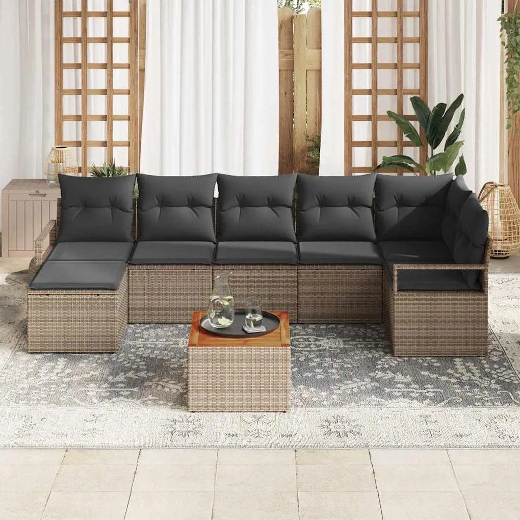 vidaXL Σετ Καναπέ Κήπου με μαξιλάρι 9 pcs Γκρι Πολυ ράταν