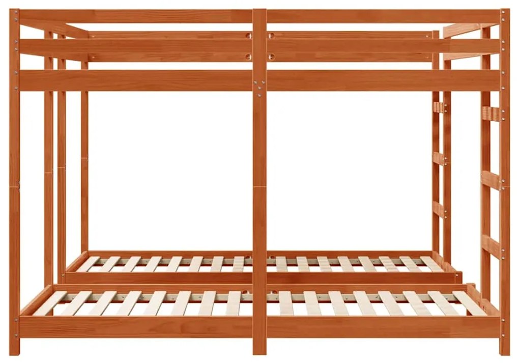 vidaXL Σκελετός Κουκέτας Τριών Επιπέδων Κερωτό καφέ 200 x 200 cm