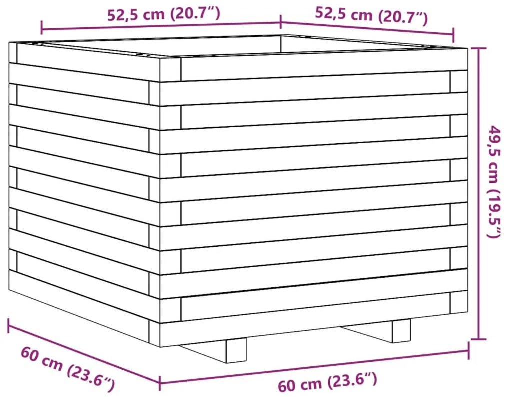 Ζαρντινιέρα Κήπου 60x60x49,5 εκ. από Μασίφ Ξύλο Ψευδοτσούγκας - Καφέ