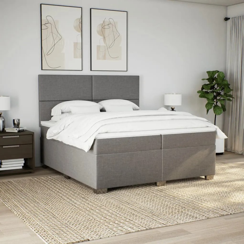 vidaXL Κρεβάτι Boxspring με Στρώμα Taupe 200x200 εκ. Υφασμάτινο