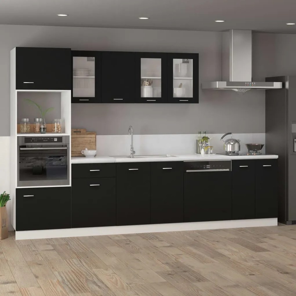 vidaXL Κρεμαστό Γυάλινο Ντουλάπι "Lyon" Μαύρο 40x31x60 εκ. από Τεχνητό Ξύλο