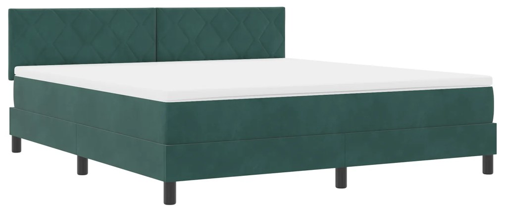 vidaXL κρεβάτι Box Spring με στρώμα Σκούρο Πράσινο Υπερ Βασιλικό Βελούδο