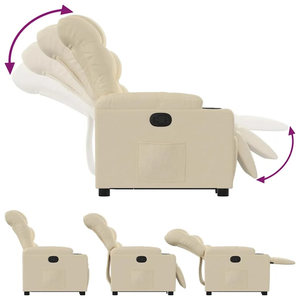 vidaXL Πολυθρόνα Ανακλινόμενη με Ανύψωση Κρεμ Υφασμάτινη