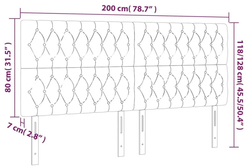 Κεφαλάρια Κρεβατιού 4 τεμ. Μαύρο 100x7x78/88 εκ. Βελούδινο - Μαύρο