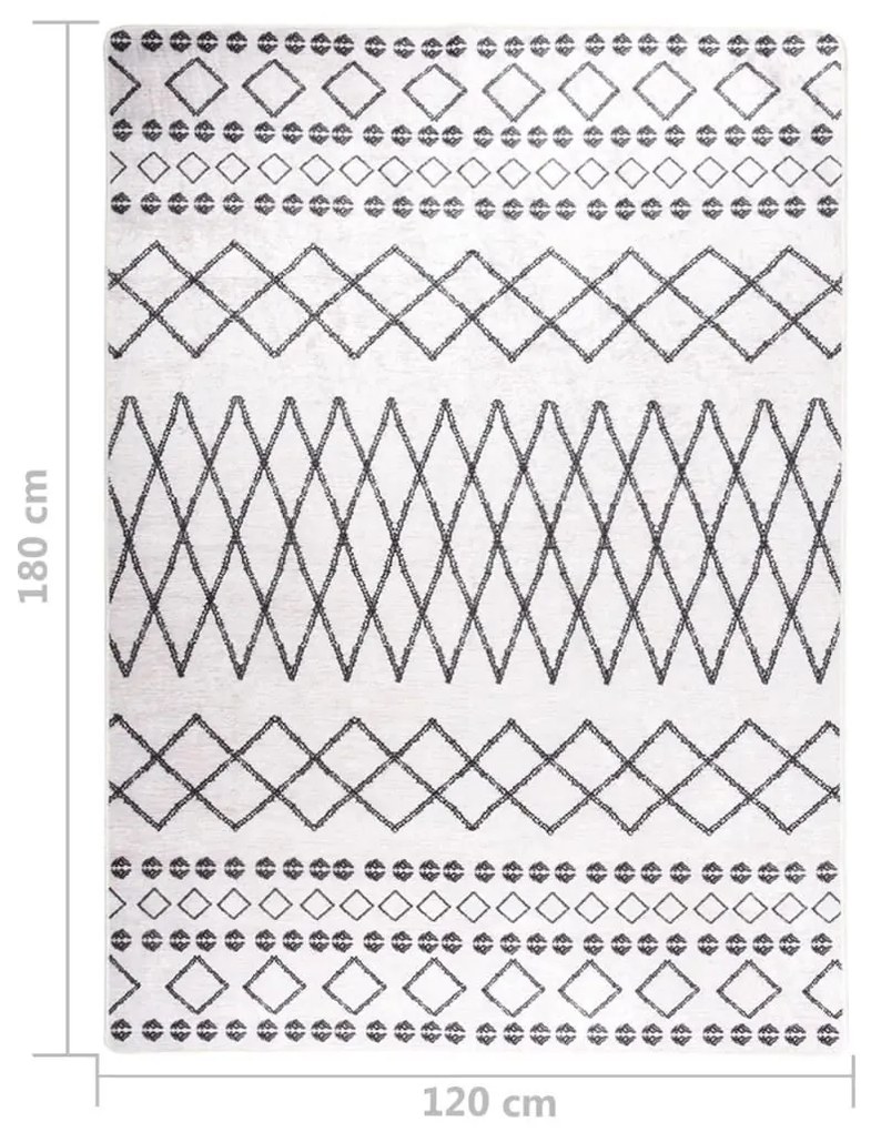 Χαλί Πλενόμενο Αντιολισθητικό Μαύρο / Λευκό 120 x 180 εκ. - Πολύχρωμο