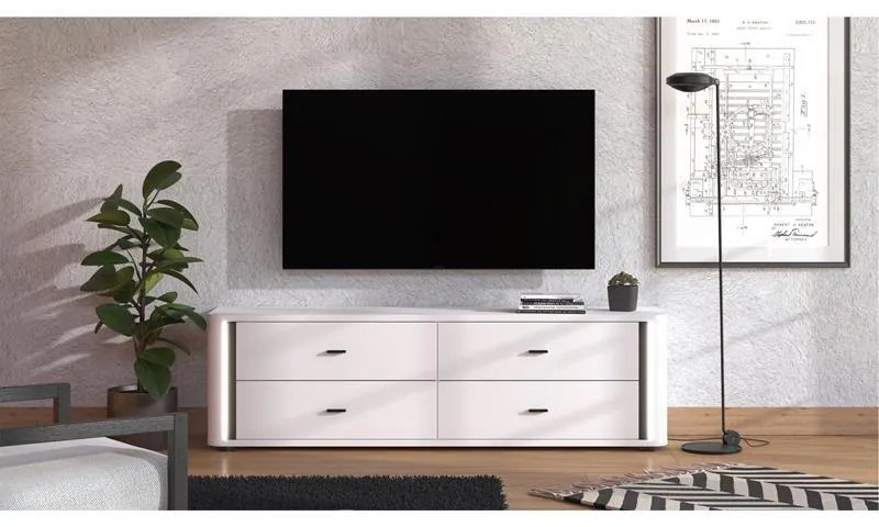 Έπιπλο τηλεόρασης YORK 4F Λευκό - Μαύρο ματ 177x40x52εκ. 177x40x52 εκ.