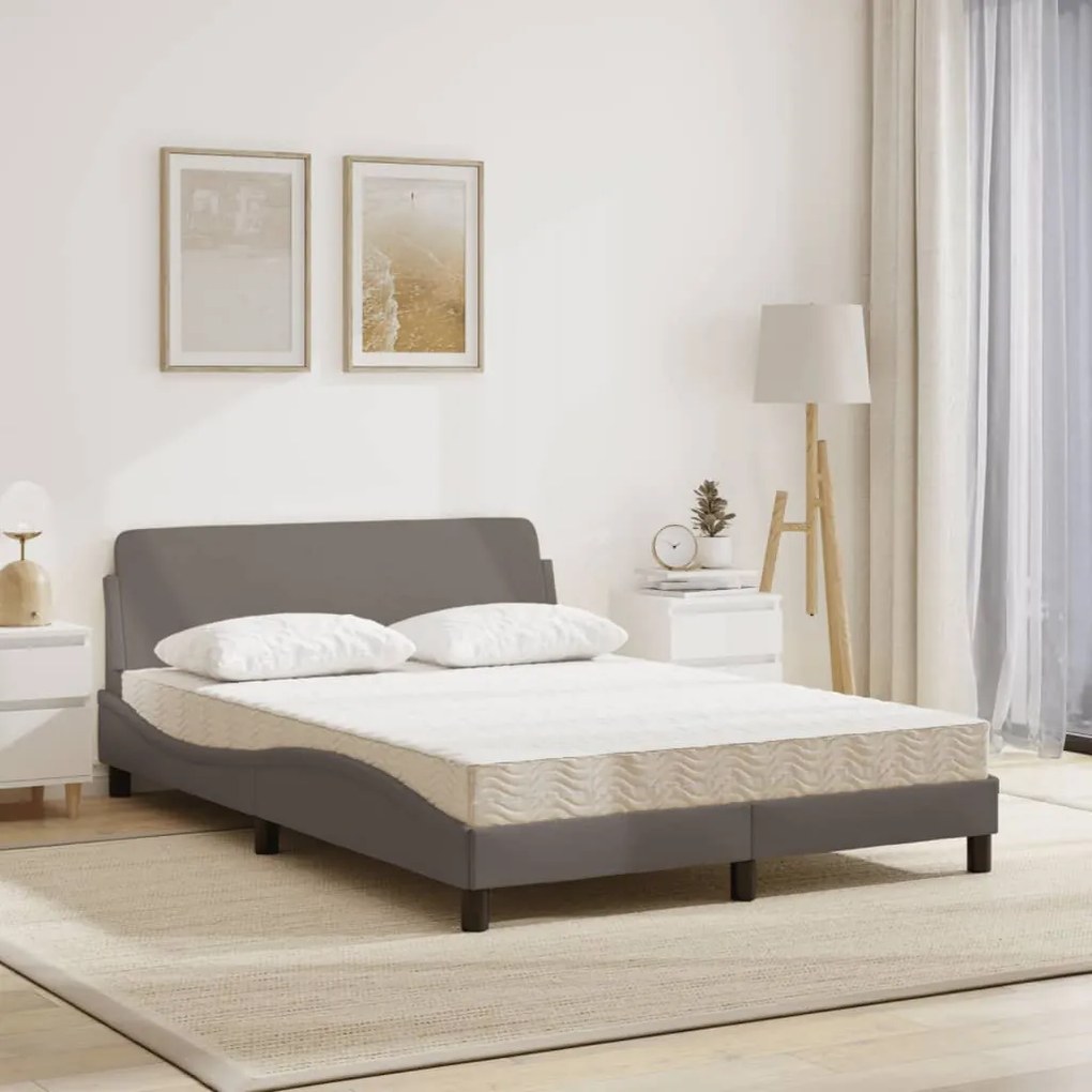 vidaXL Κρεβάτι με Στρώμα Taupe 140x200 εκ. Υφασμάτινο