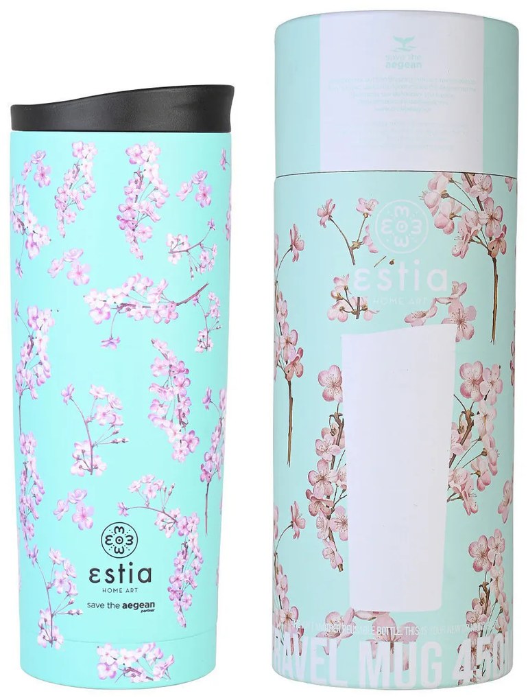 Ποτήρι Θερμός 450ml Estia Save The Aegean Travel Mug Blossom Green 01-20422
