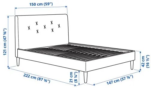 IDANÄS κρεβάτι με επένδυση, 140x200 cm 605.880.64
