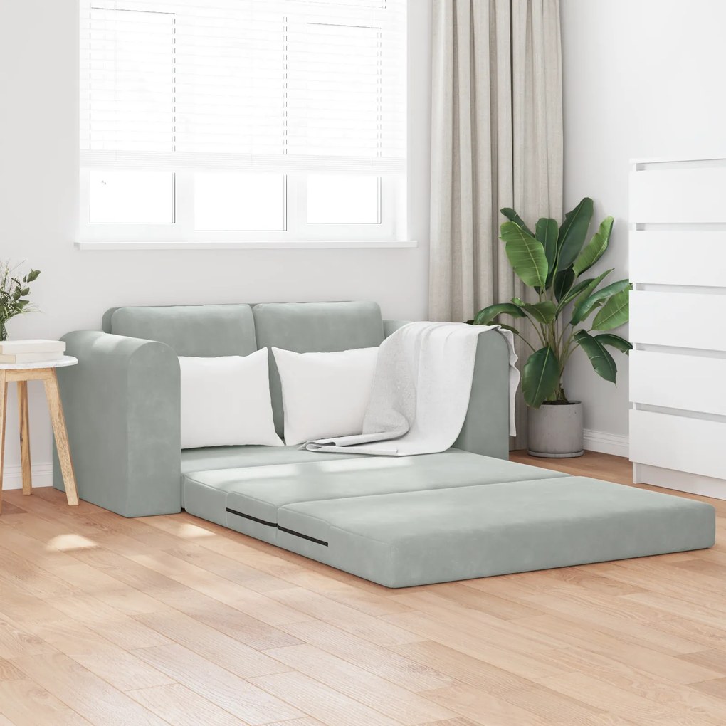 vidaXL Καναπές Κρεβάτι 2 σε 1 Ανοιχτό Γκρι 148x71x83 cm Βελούδο