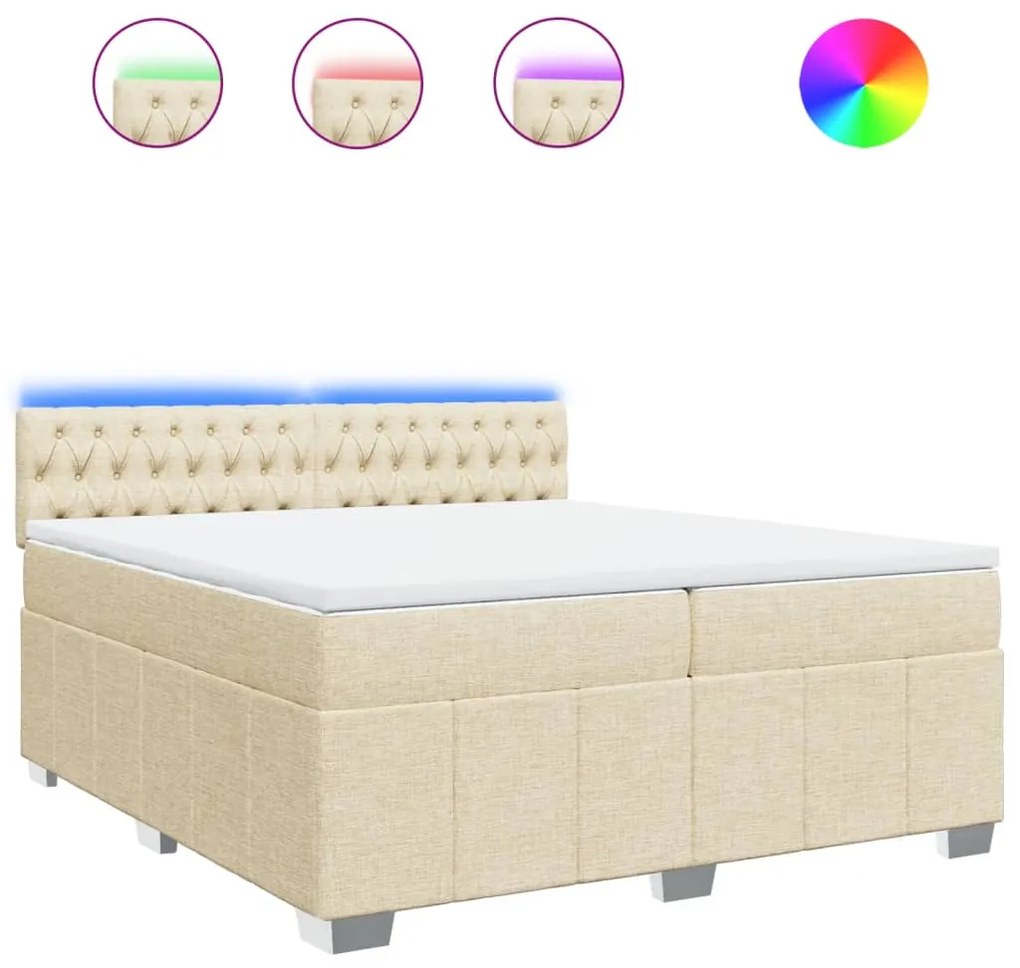 ΚΡΕΒΑΤΙ BOXSPRING ΜΕ ΣΤΡΩΜΑ ΚΡΕΜ 200X200 ΕΚ. ΥΦΑΣΜΑΤΙΝΟ 3289487