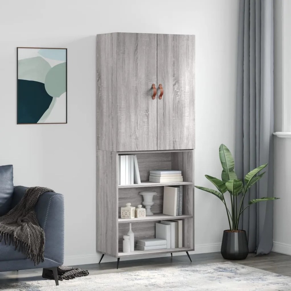 vidaXL Ντουλάπι Γκρι Sonoma 69,5 x 34 x 180 εκ. Επεξεργασμένο Ξύλο