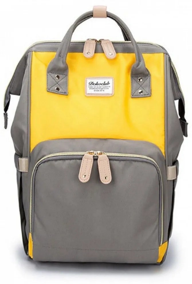 Τσάντα Μωρού Πλάτης B-302 42x28x21 Grey-Yellow Doko Club Ύφασμα