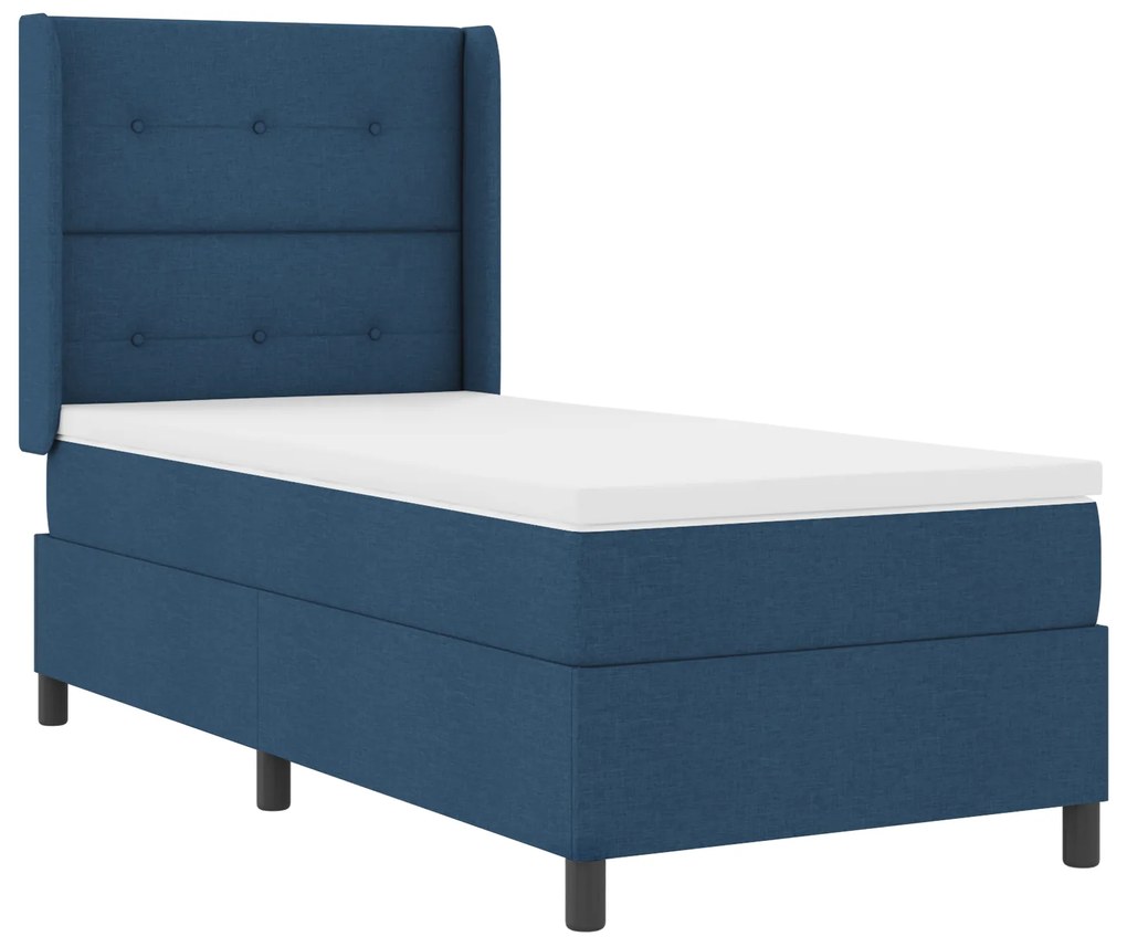 vidaXL Κρεβάτι Box Spring με Στρώμα & LED Μπλε 90x190 εκ. Ύφασμα